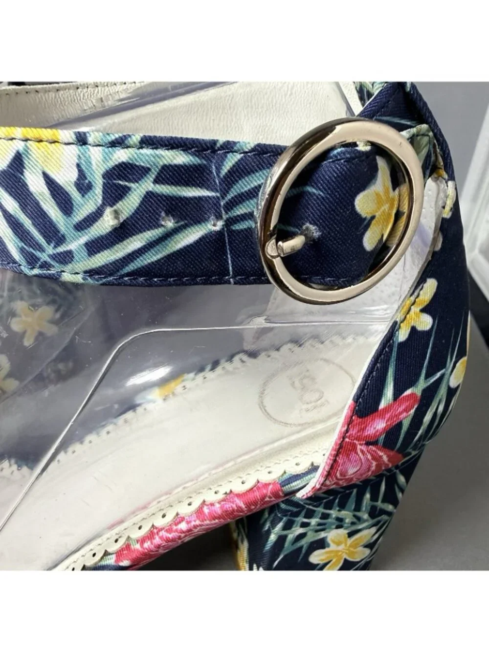 1901 Nordstrom Ellery Tropical Floral Block Heel Ankle Strap Sandals Size 7 - Picture 6 of 8